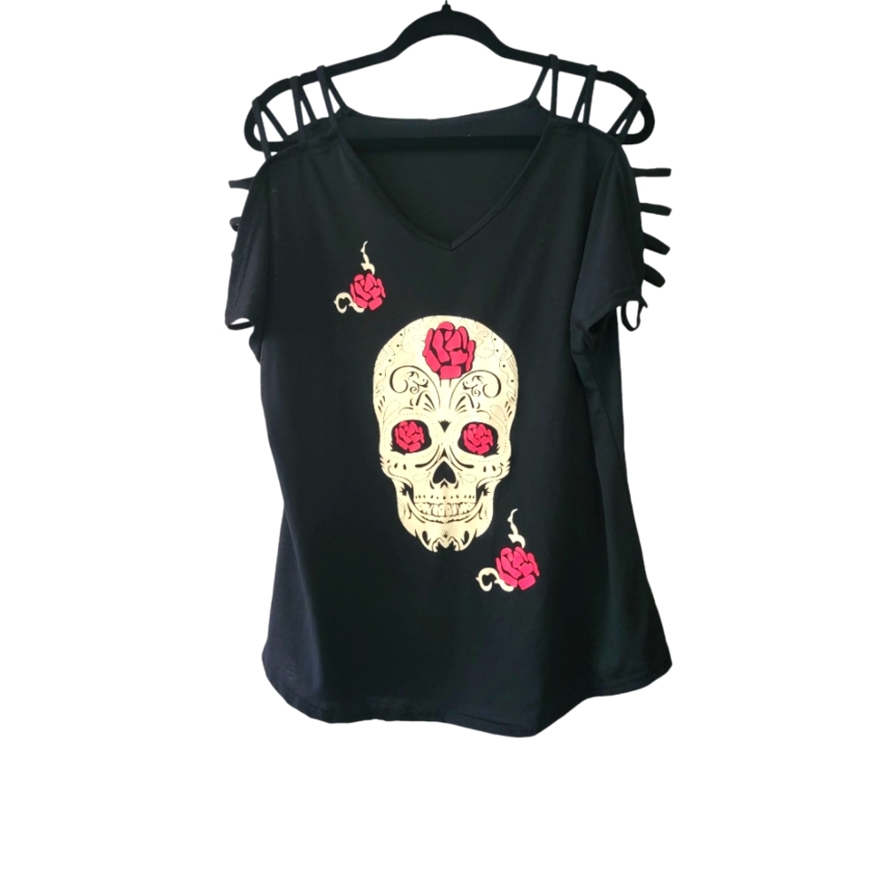 Womens Sugar Skull Halloween Shirt Size 3X